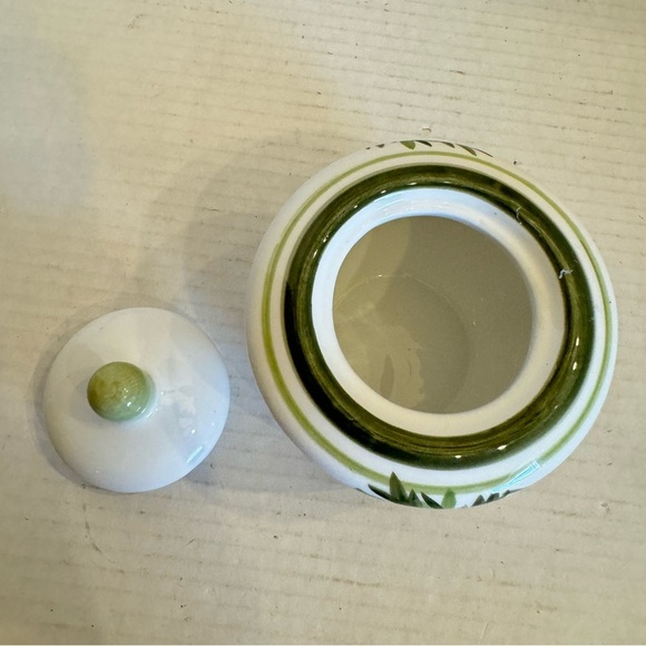 Gibson Designs PALM COURT GIDPAC Sugar Bowl & Lid Green Palm Tree Green Trim - Picture 5 of 12